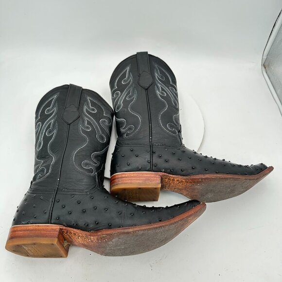 Los Altos Western Wear Men Size 8EE Black Leather Pointed Toe Cowboy Boot - Picture 6 of 13